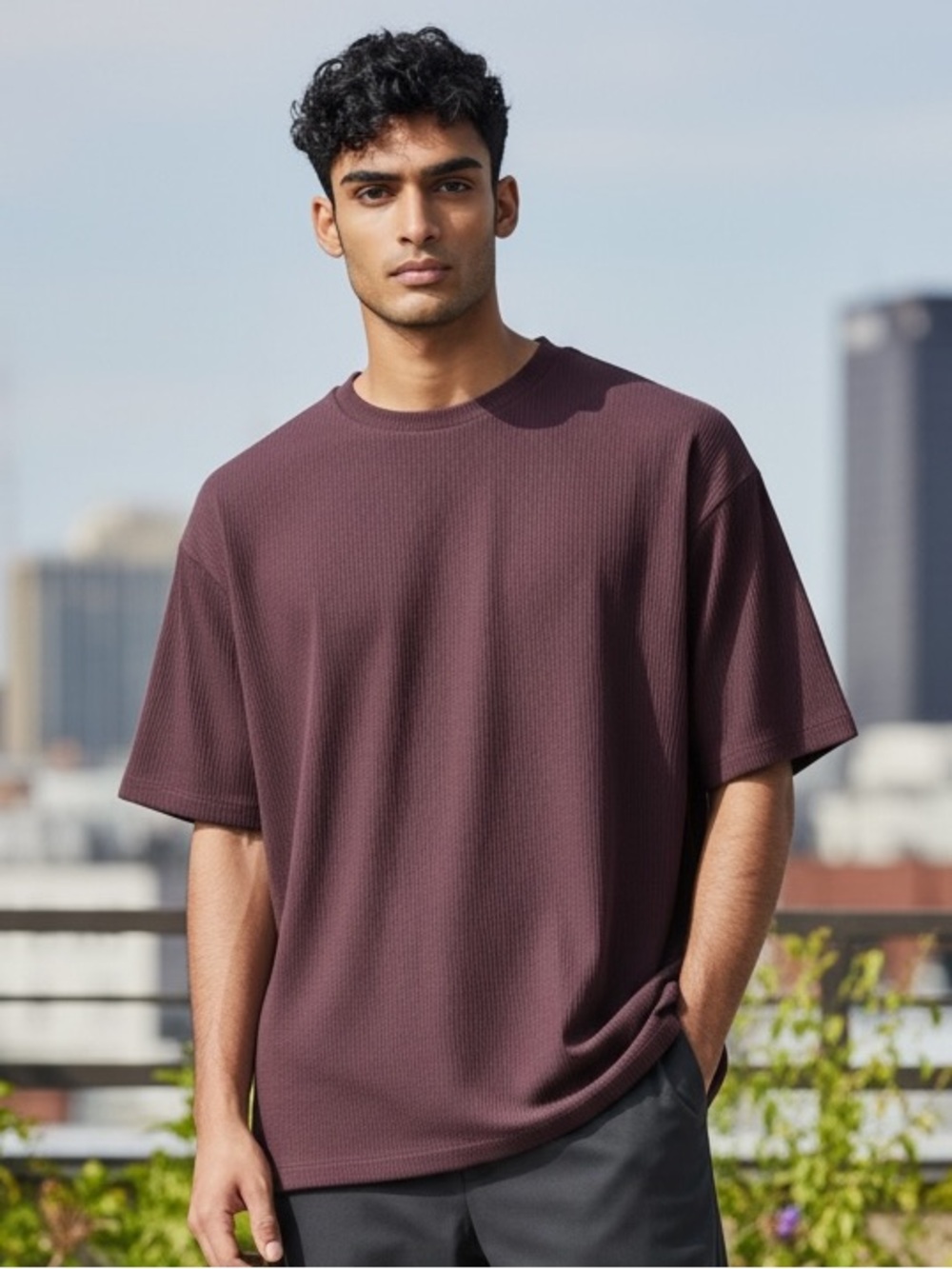 jf j.ferrar Men's Short Sleeve Tee in Deep Purple